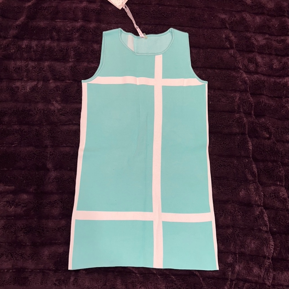 Miilla Sleeveless Mod Shift Dress - Mint Green/White